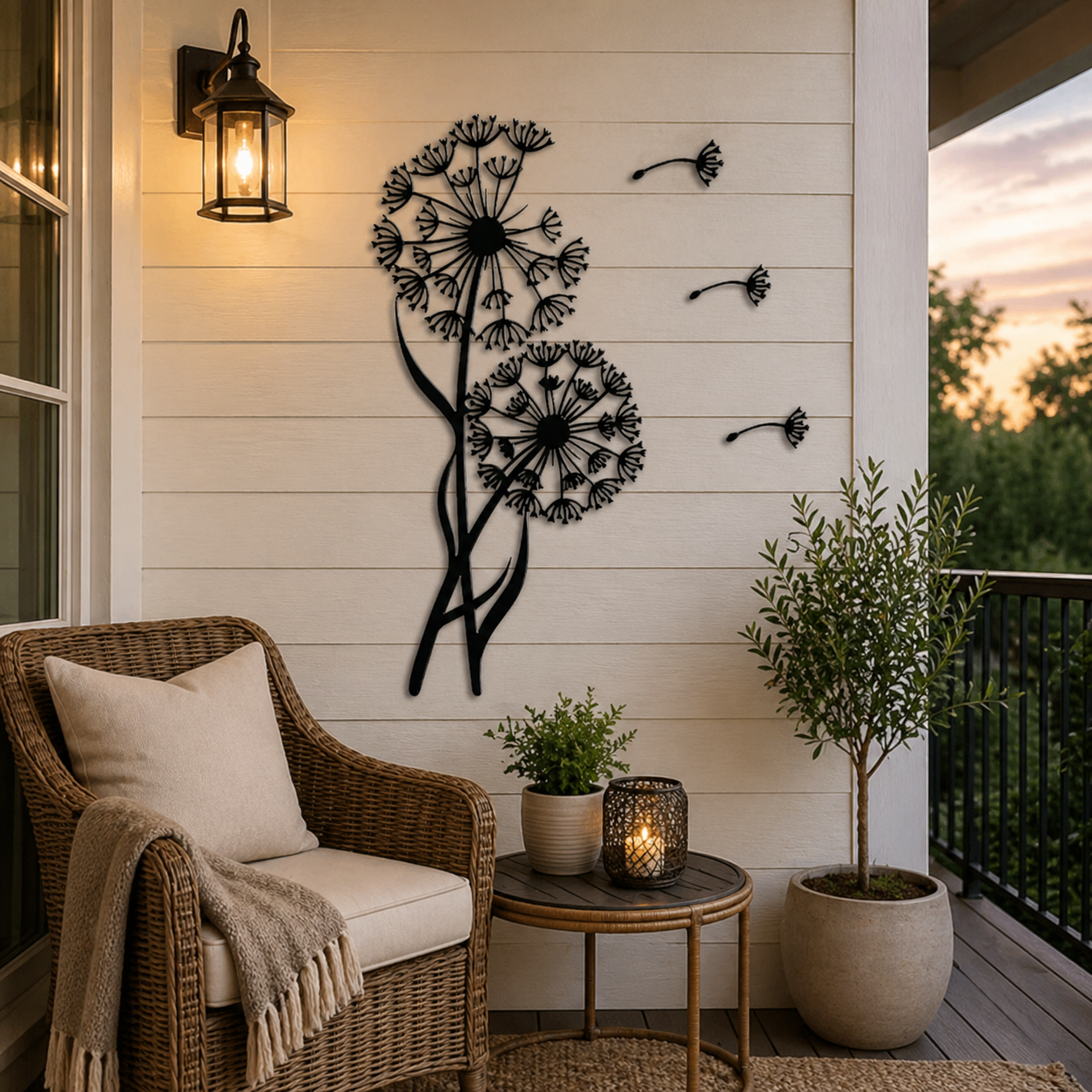 Black Metal Dandelion Wall Art Decor