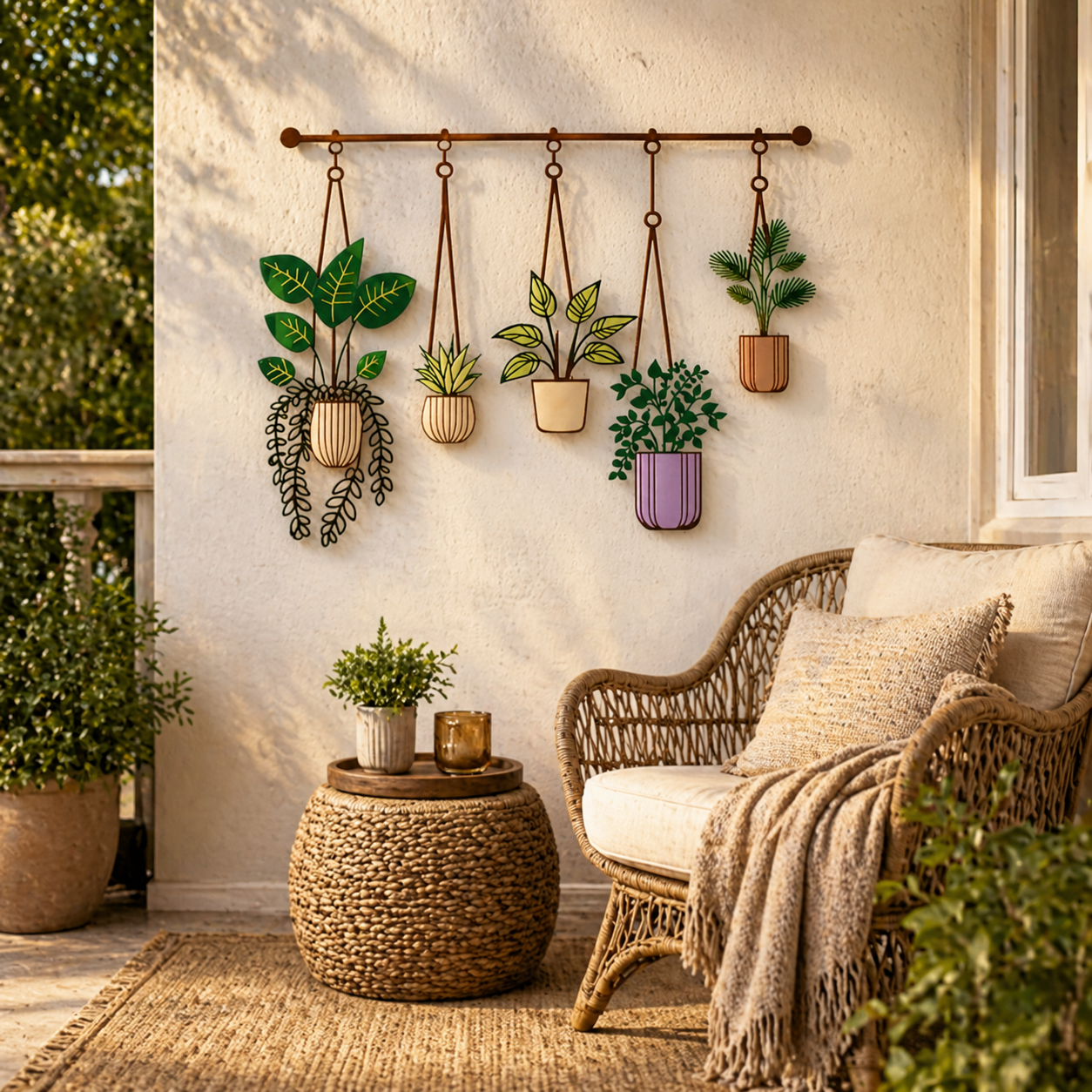 1-Piece Large Metal Hanging Plant Wall Decor