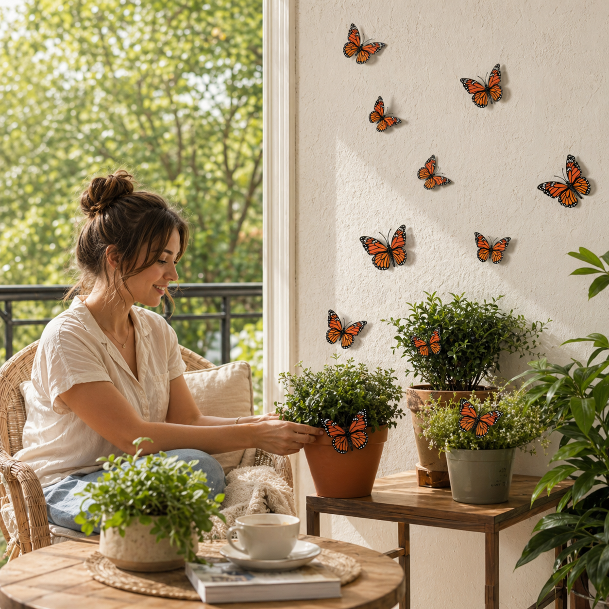 24-Piece 3D Artificial Monarch Butterfly Wall Decor Set