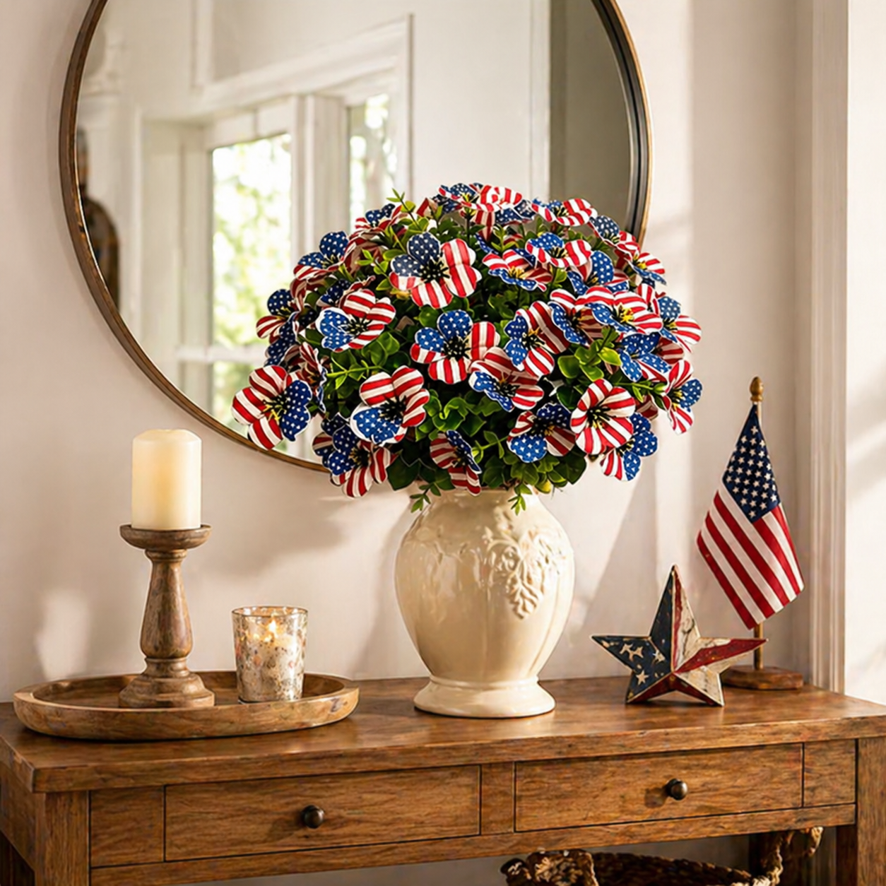 30-Piece Patriotic Artificial Flower Stems