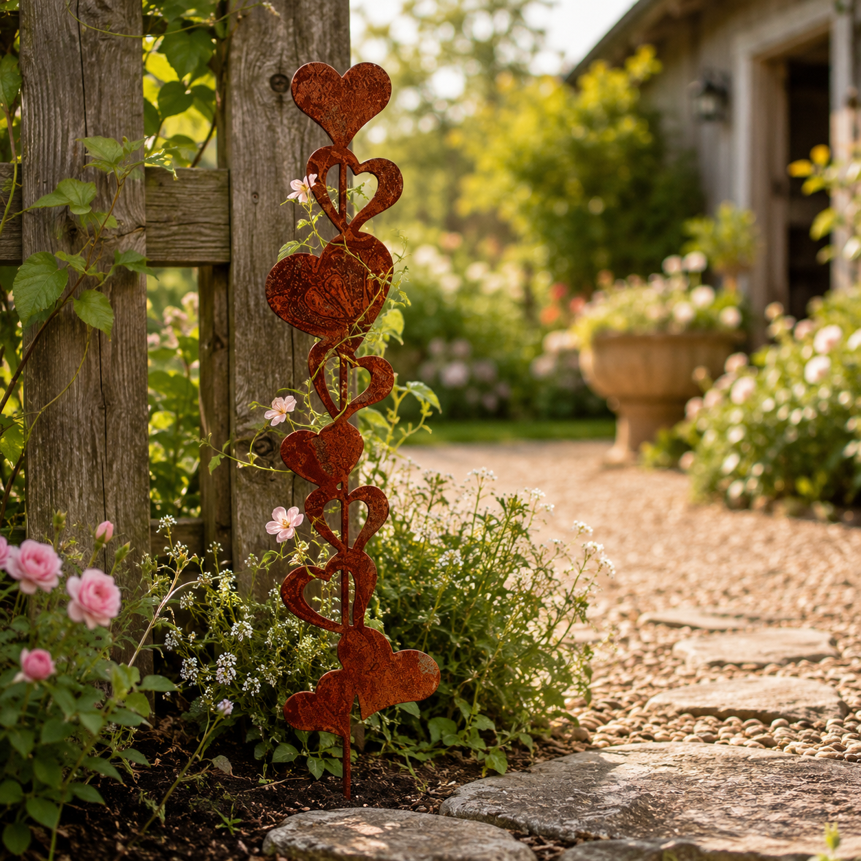 Rustic Heart Metal Garden Stake Decor