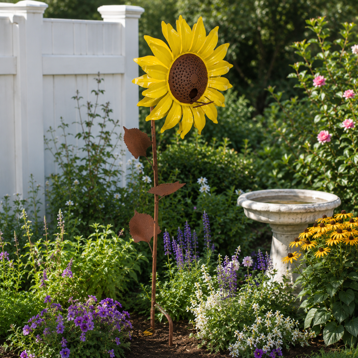 Sunflower Metal Bird Feeder Garden Stake