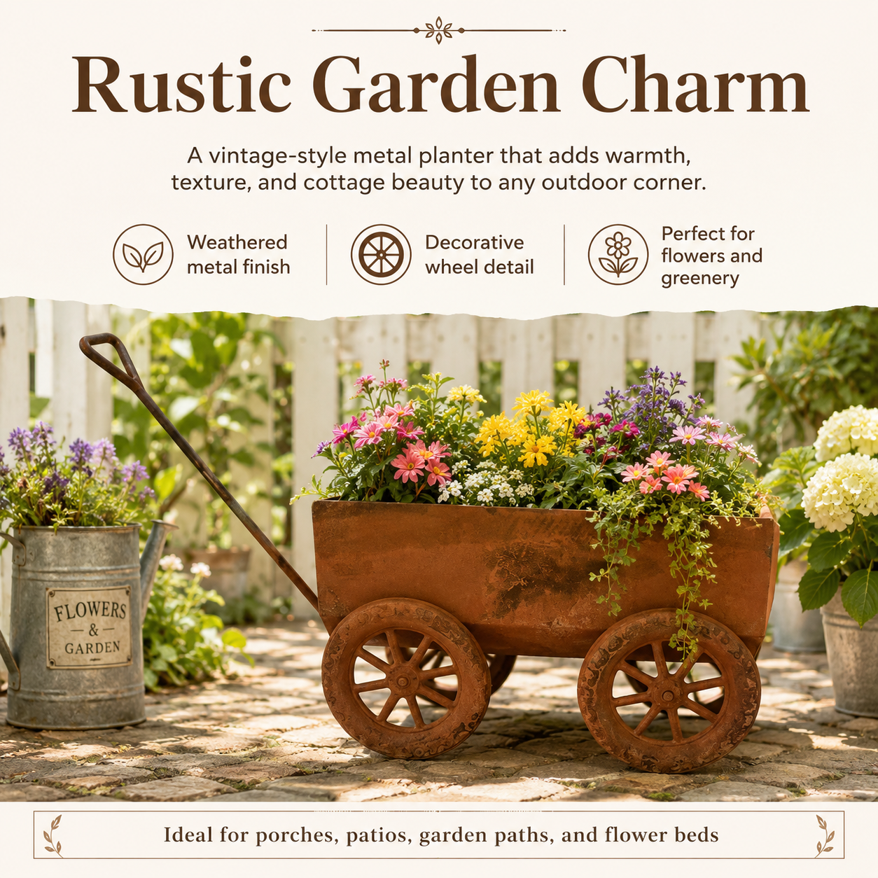 Rustic Metal Garden Planter
