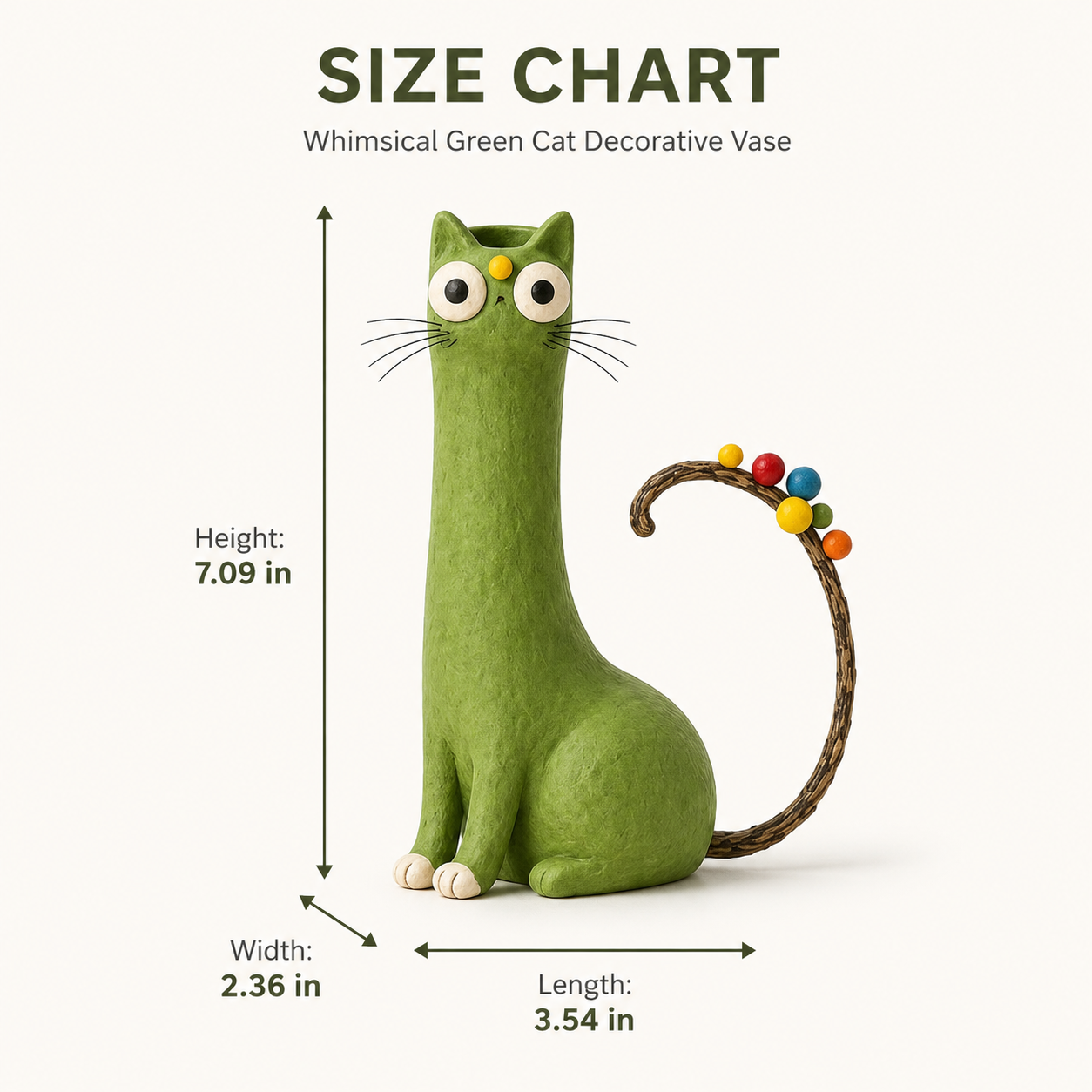 Whimsical Green Cat Vase