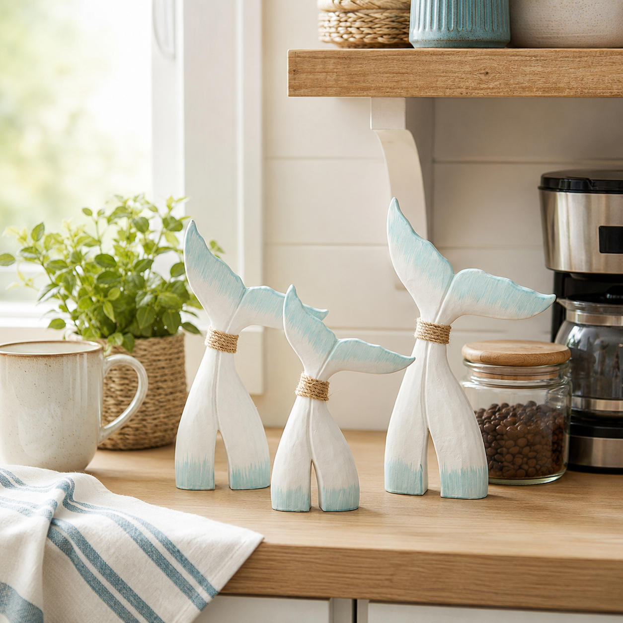 Coastal Fish Tail Table Decor Set of 3