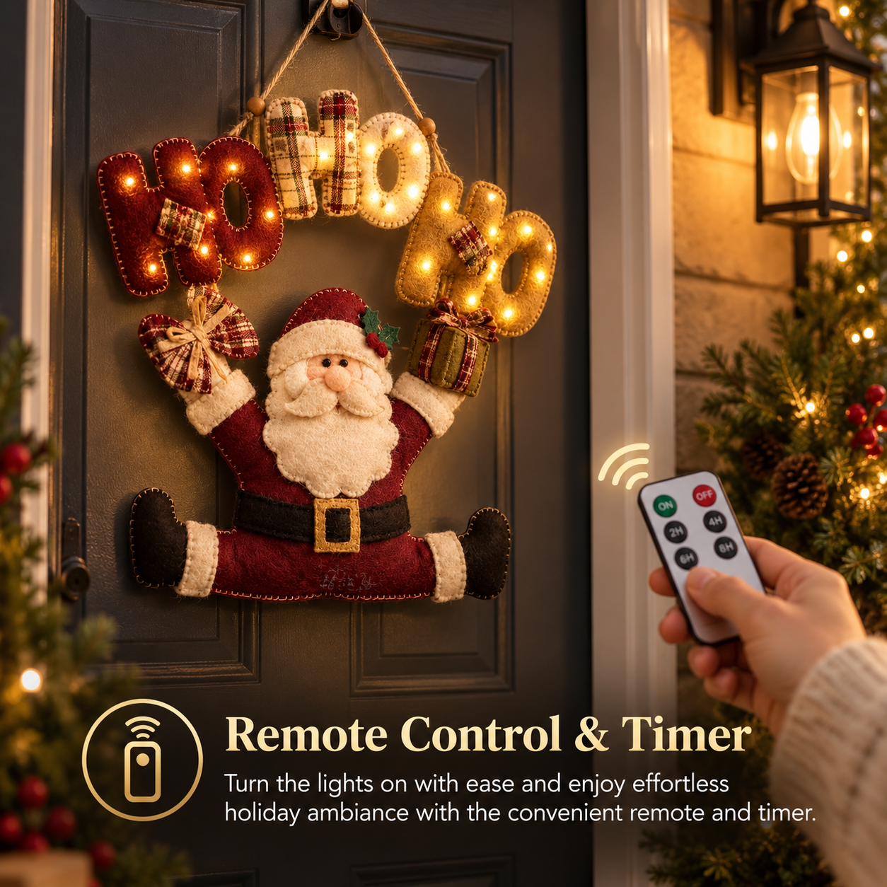 Lighted Santa Claus Christmas Door Hanger