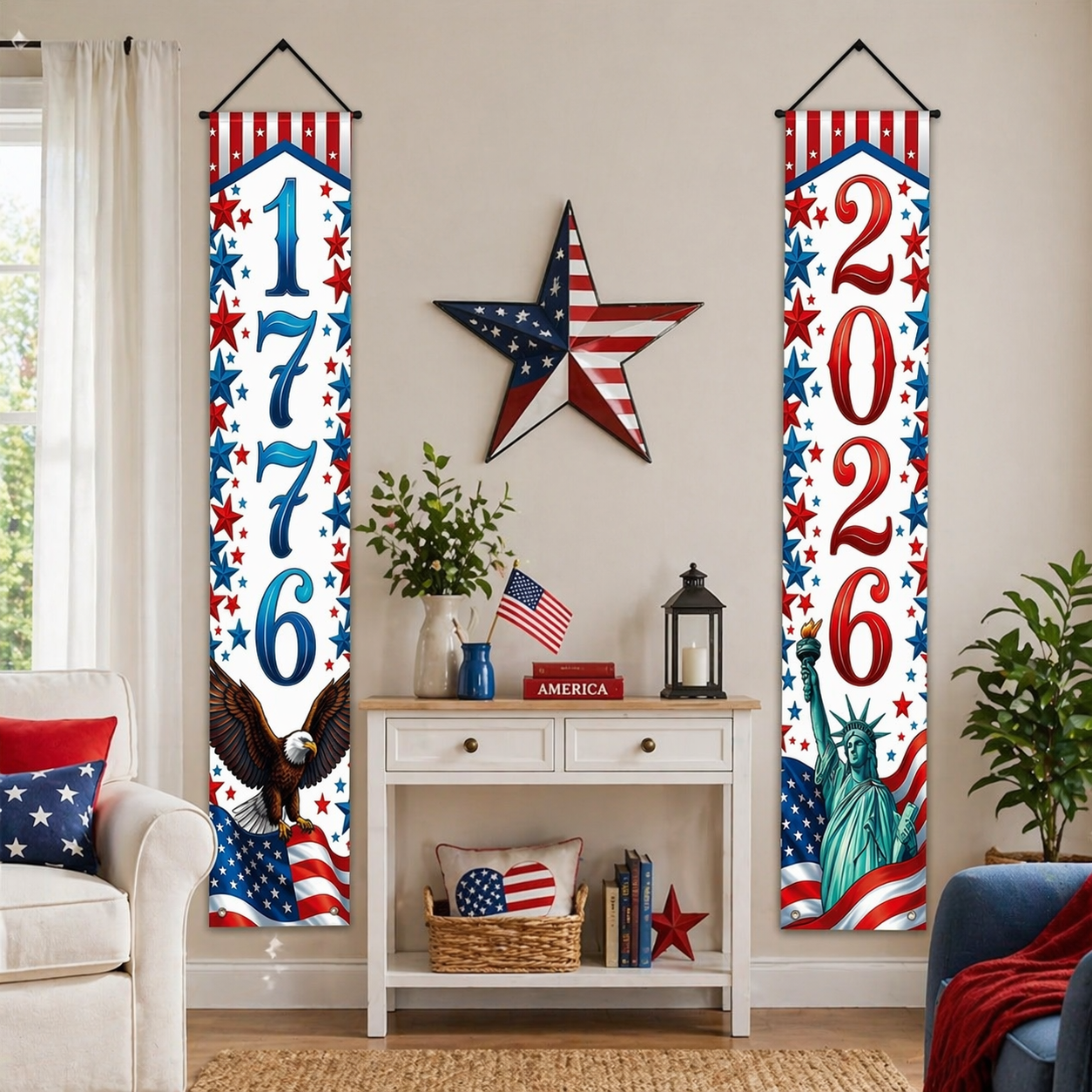 4-Piece Patriotic Porch Banner Set (1776–2026)