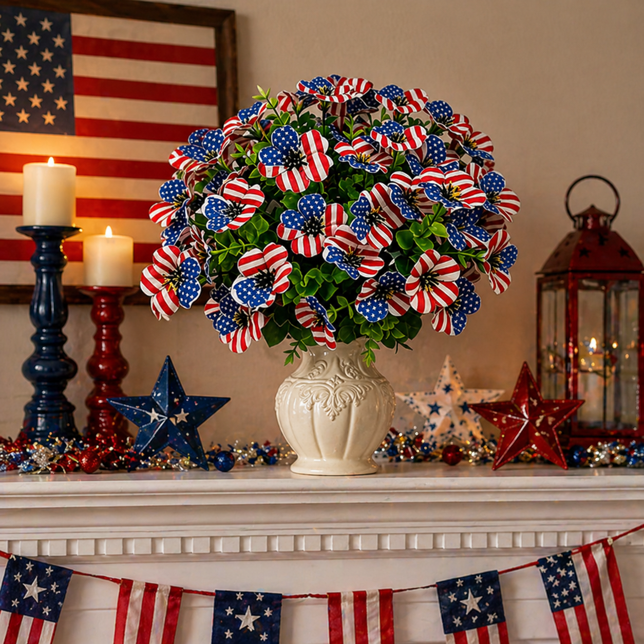 30-Piece Patriotic Artificial Flower Stems