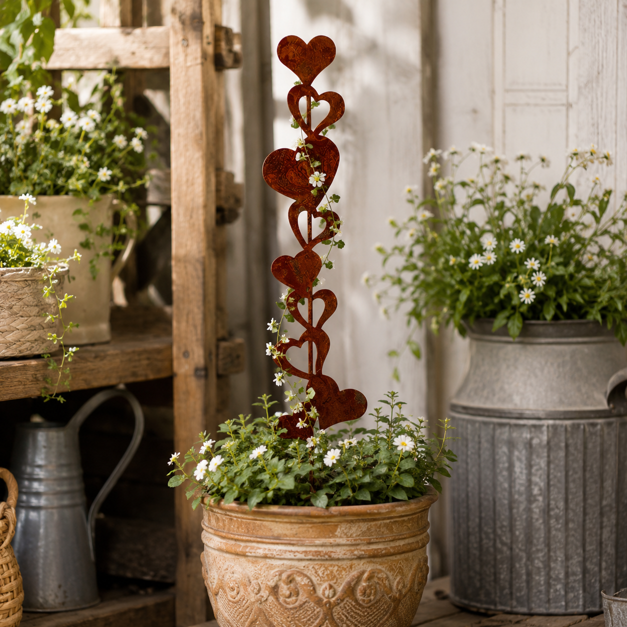 Rustic Heart Metal Garden Stake Decor