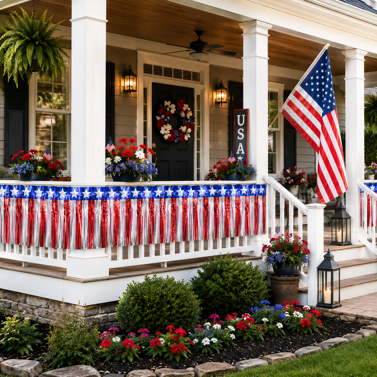 2-Pack Patriotic Red, White & Blue Fringe Banner