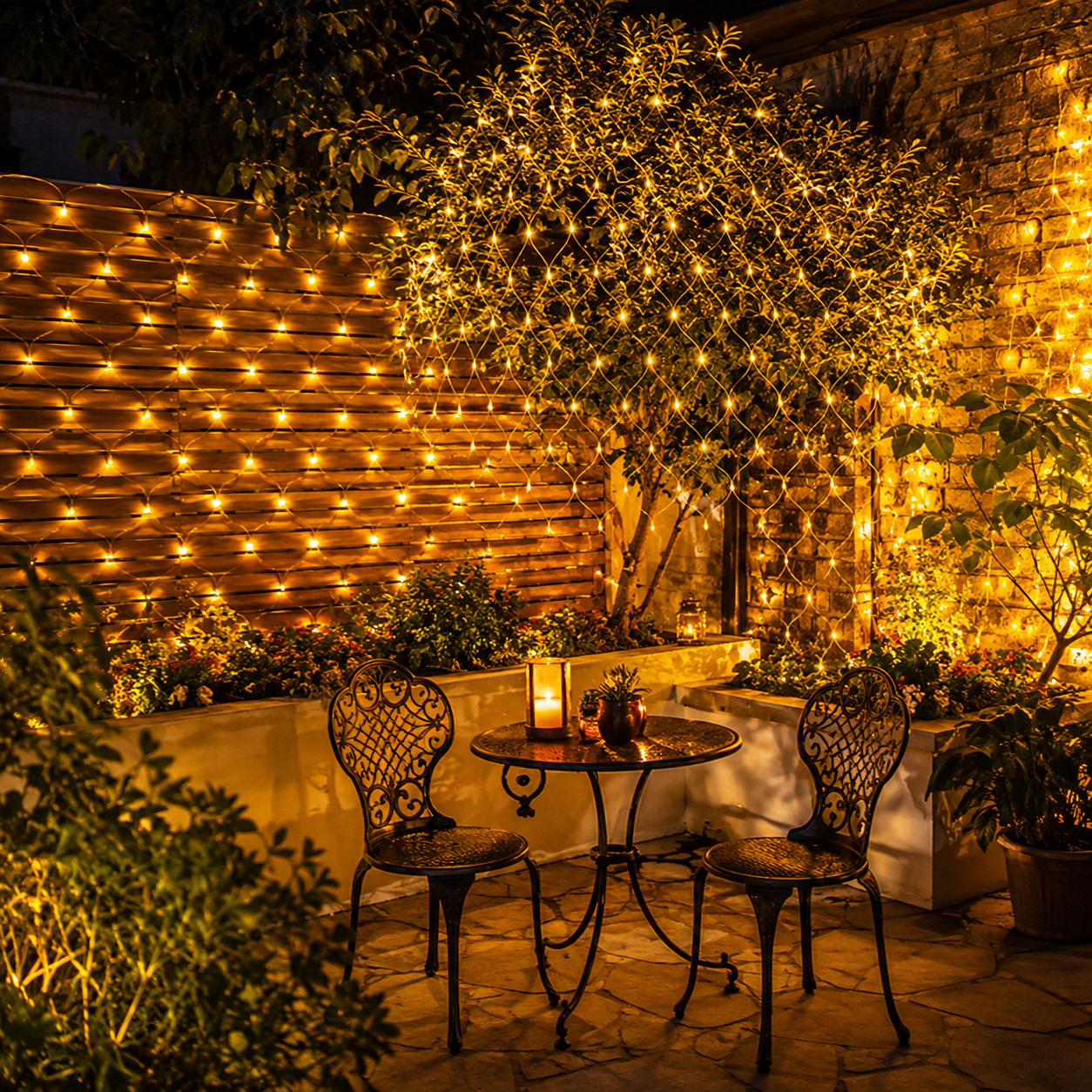 118 × 79 in 192 LED solar-powered remote-controlled net lights