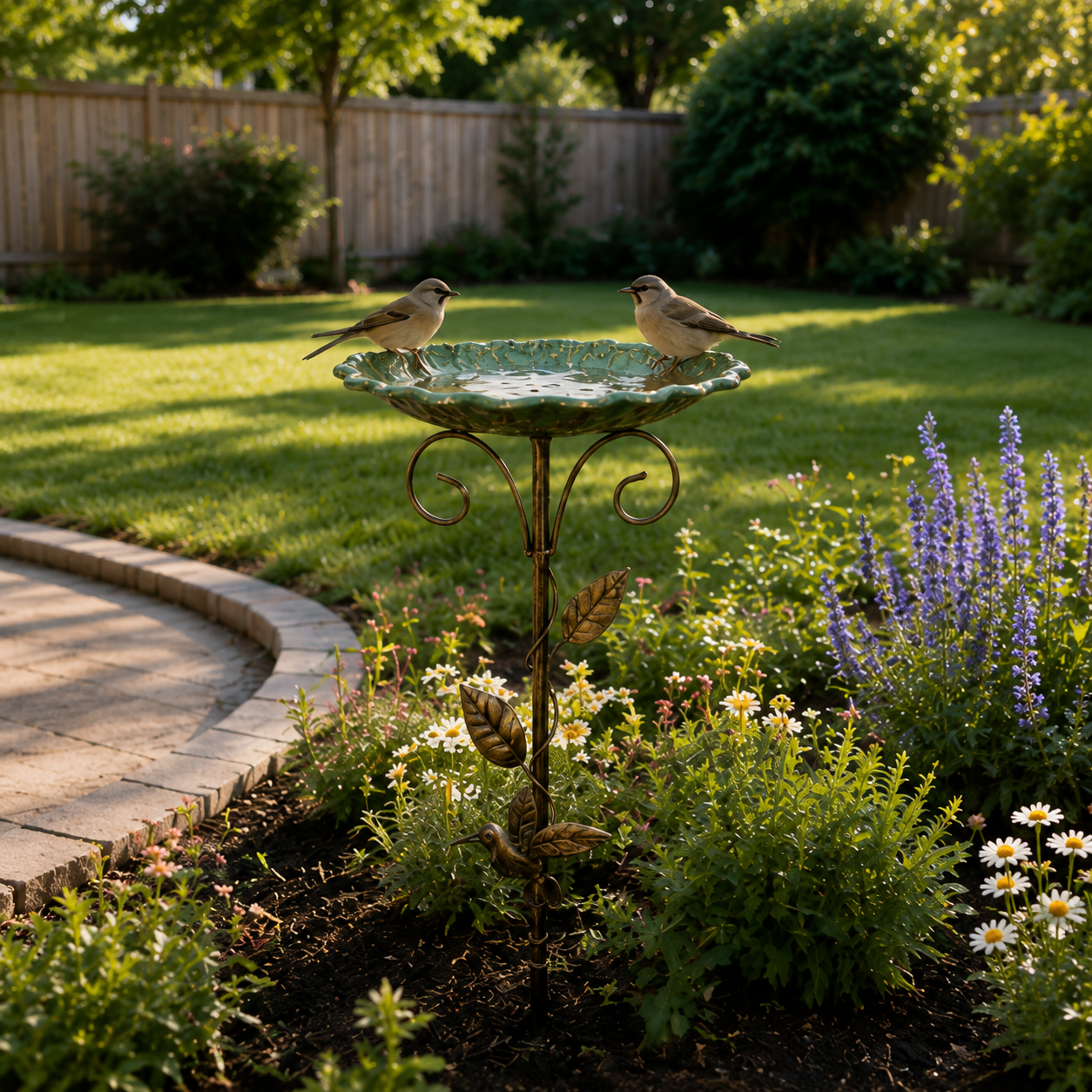 Vintage Mosaic Garden Bird Bath & Feeder