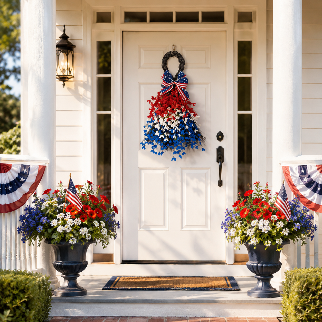 Patriotic Red, White & Blue Hanging Wreath