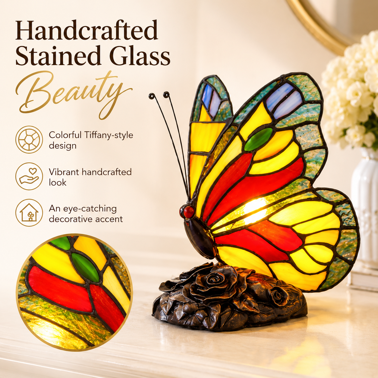 Stained Butterfly Accent Lamp
