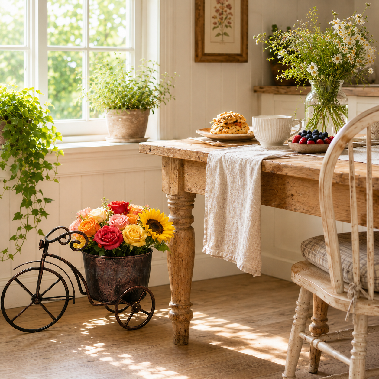 Vintage Bicycle Metal Planter for Flowers