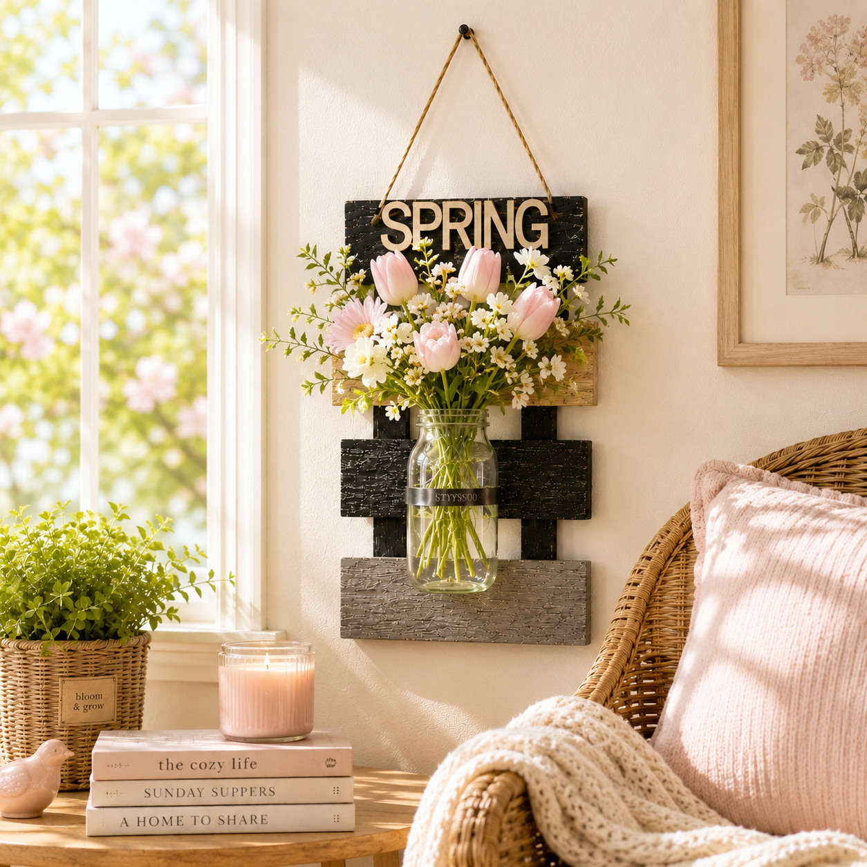 Rustic Farmhouse Wall Vase with LED Lights