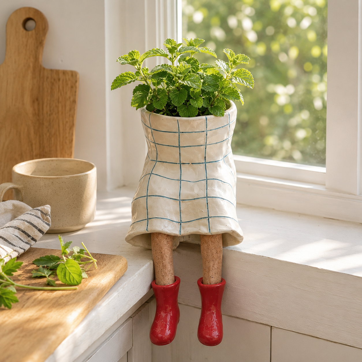 Whimsical Sitting Planter Pot
