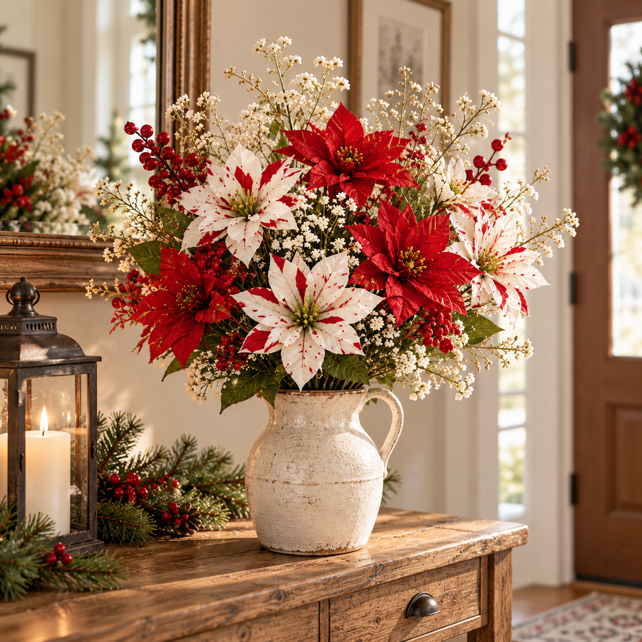 23pcs Christmas Artificial Poinsettia Flower Set