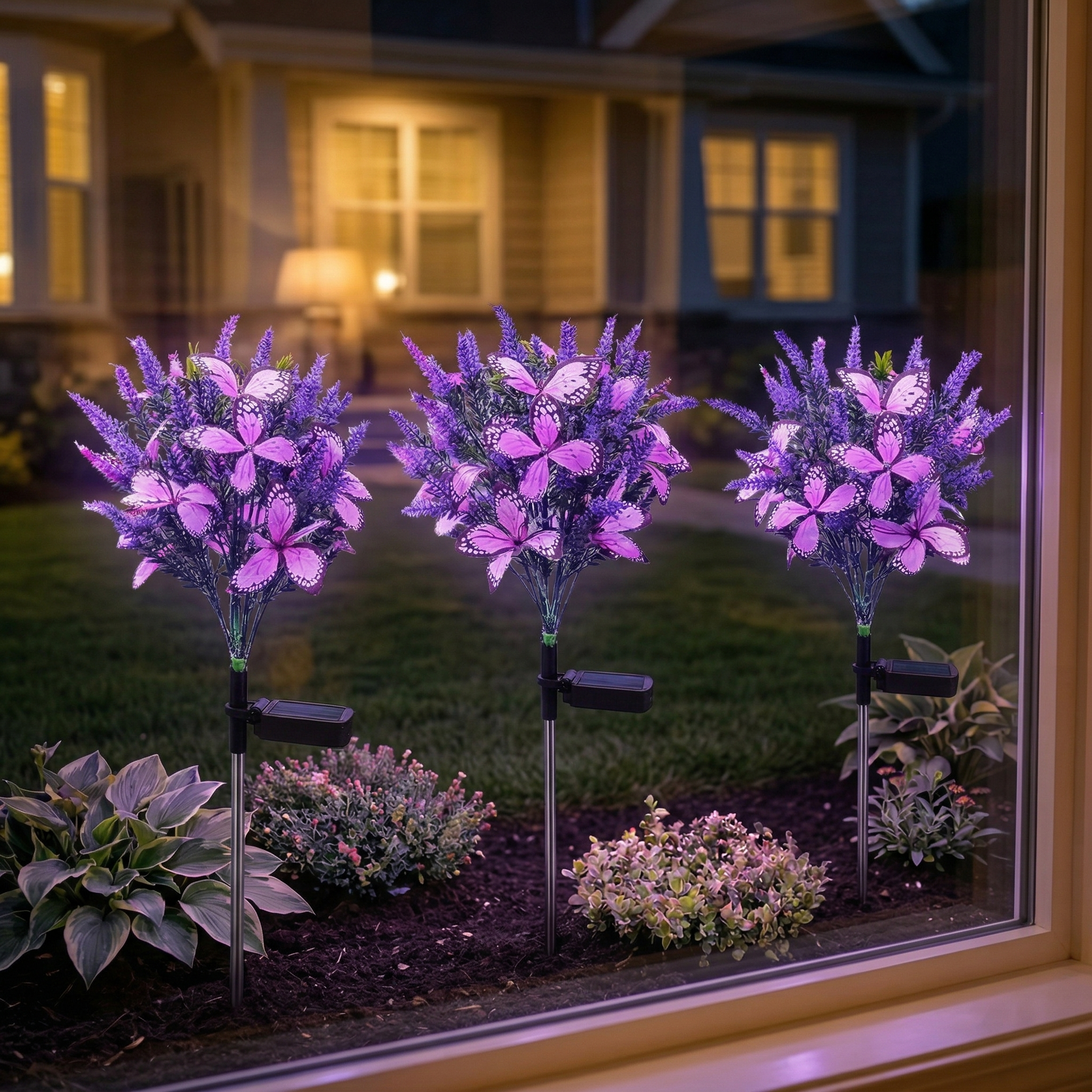 Solar Lavender Butterfly Garden Stake Light