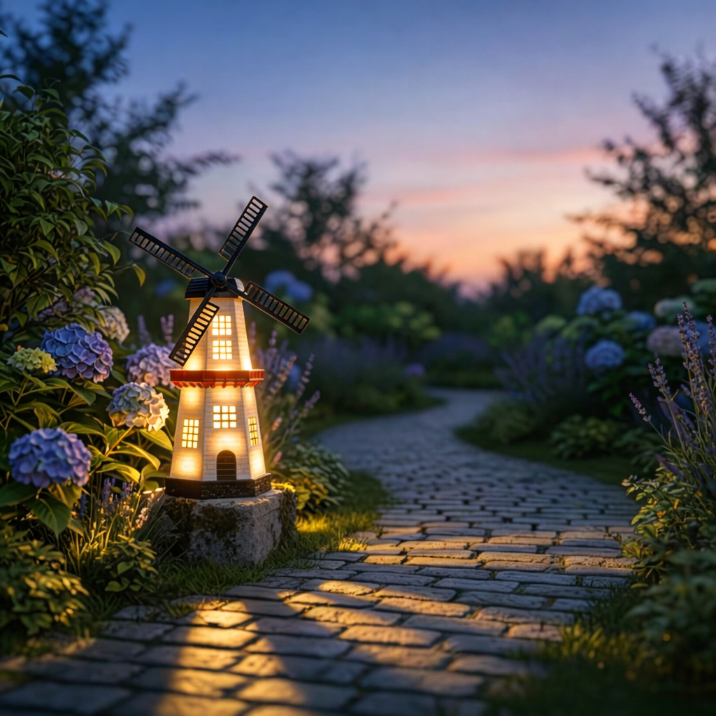 Solar Windmill Lighthouse Garden Light