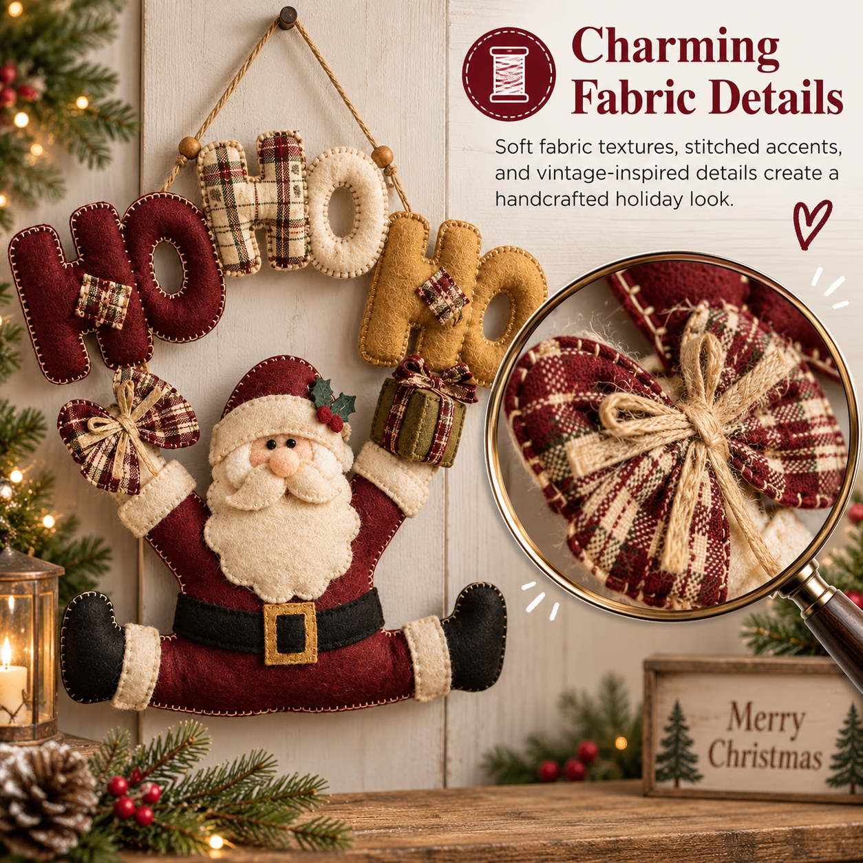 Lighted Santa Claus Christmas Door Hanger
