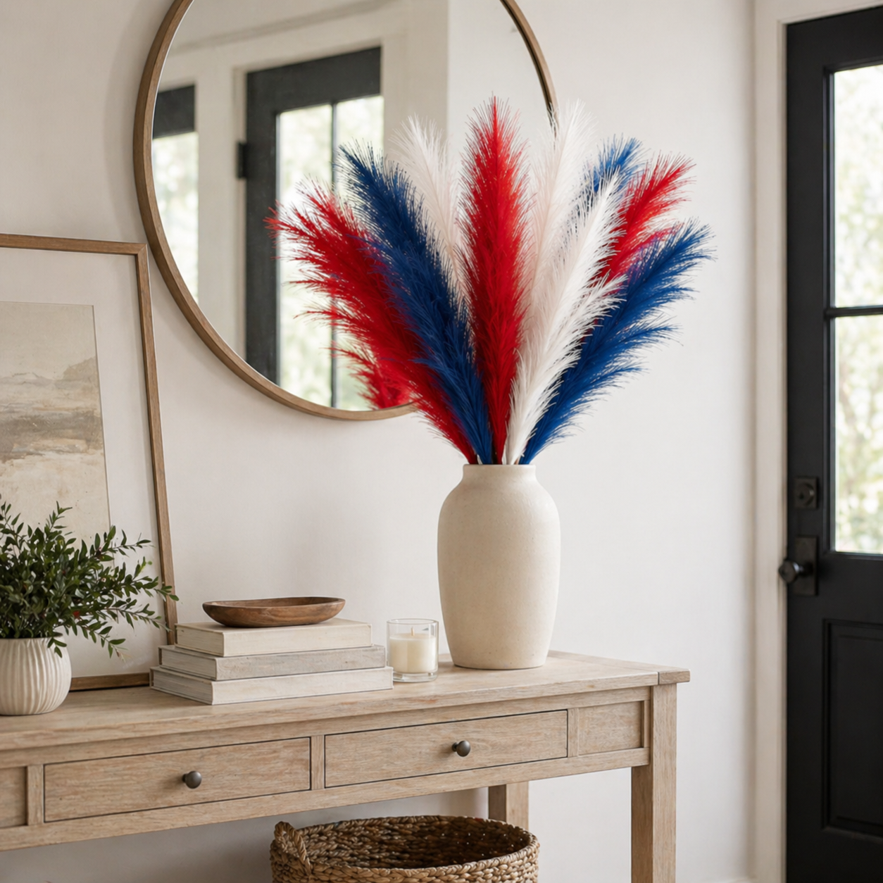 9PCS Patriotic Pampas Grass Stems