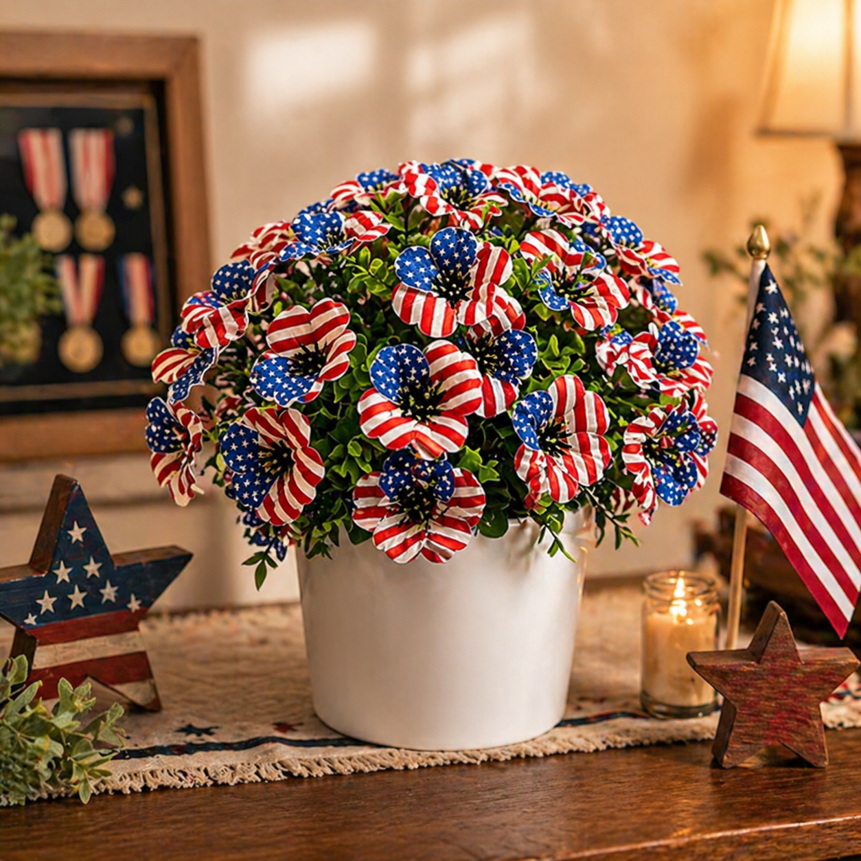 30-Piece Patriotic Artificial Flower Stems