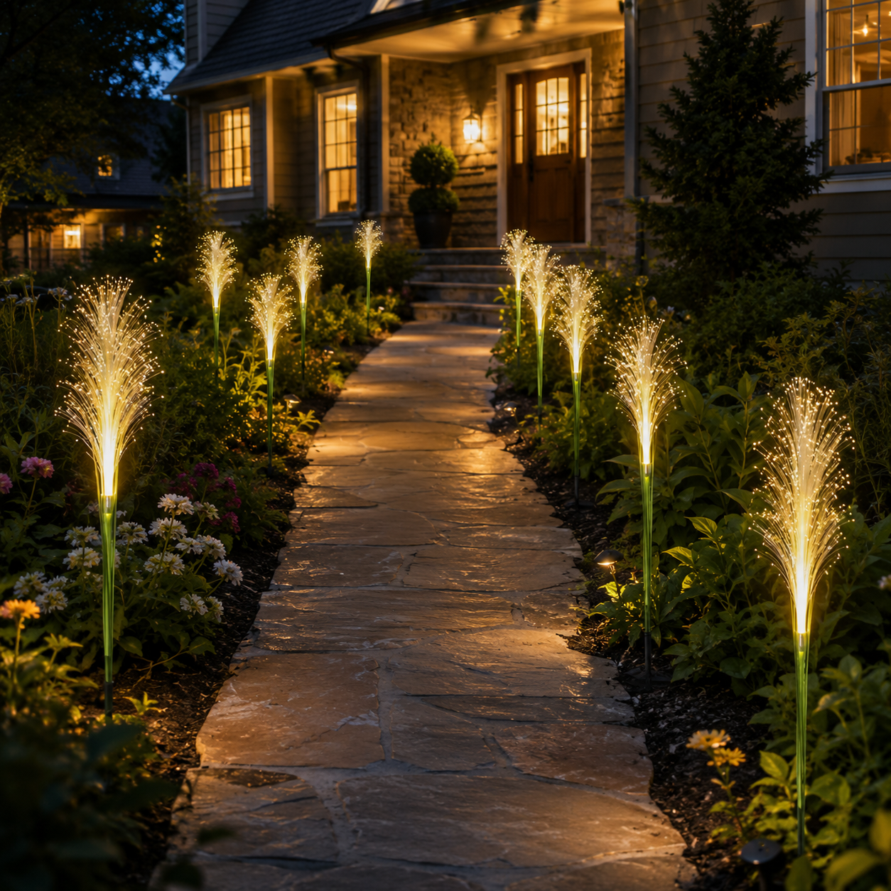 2-Pack 28in Solar Fiber Optic Reed Garden Lights