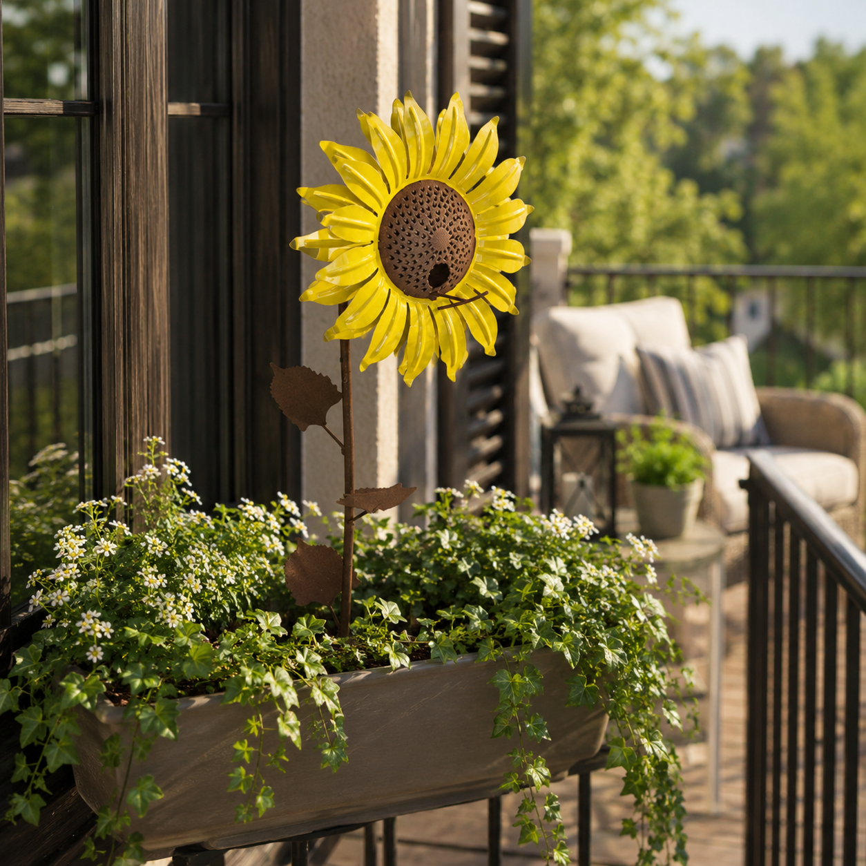 Sunflower Metal Bird Feeder Garden Stake