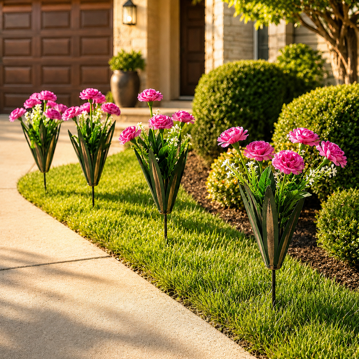 Metal Agave Carnation Garden Stake Decor