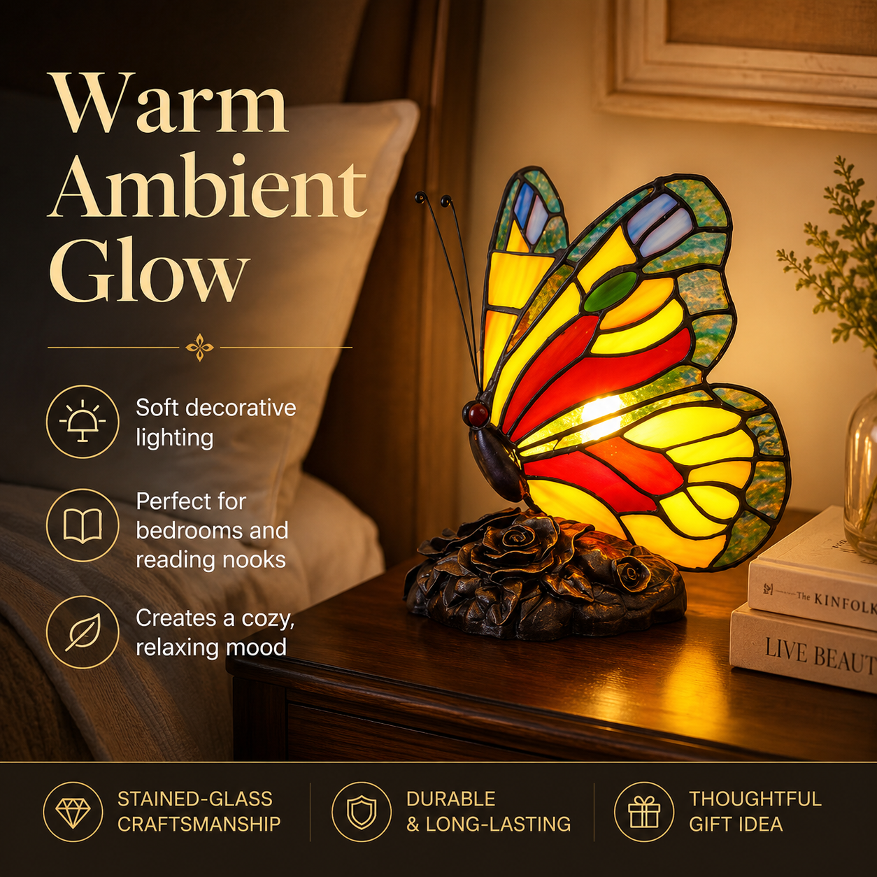 Stained Butterfly Accent Lamp