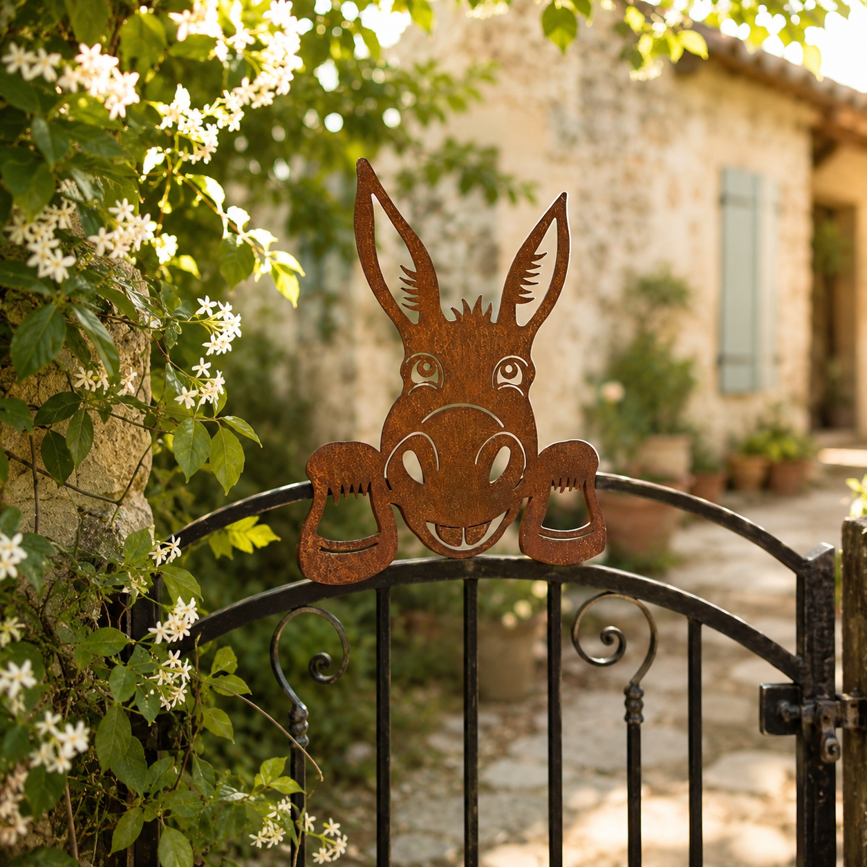Rustic Donkey Fence Peeker Decor, Metal Donkey Garden Fence Decoration