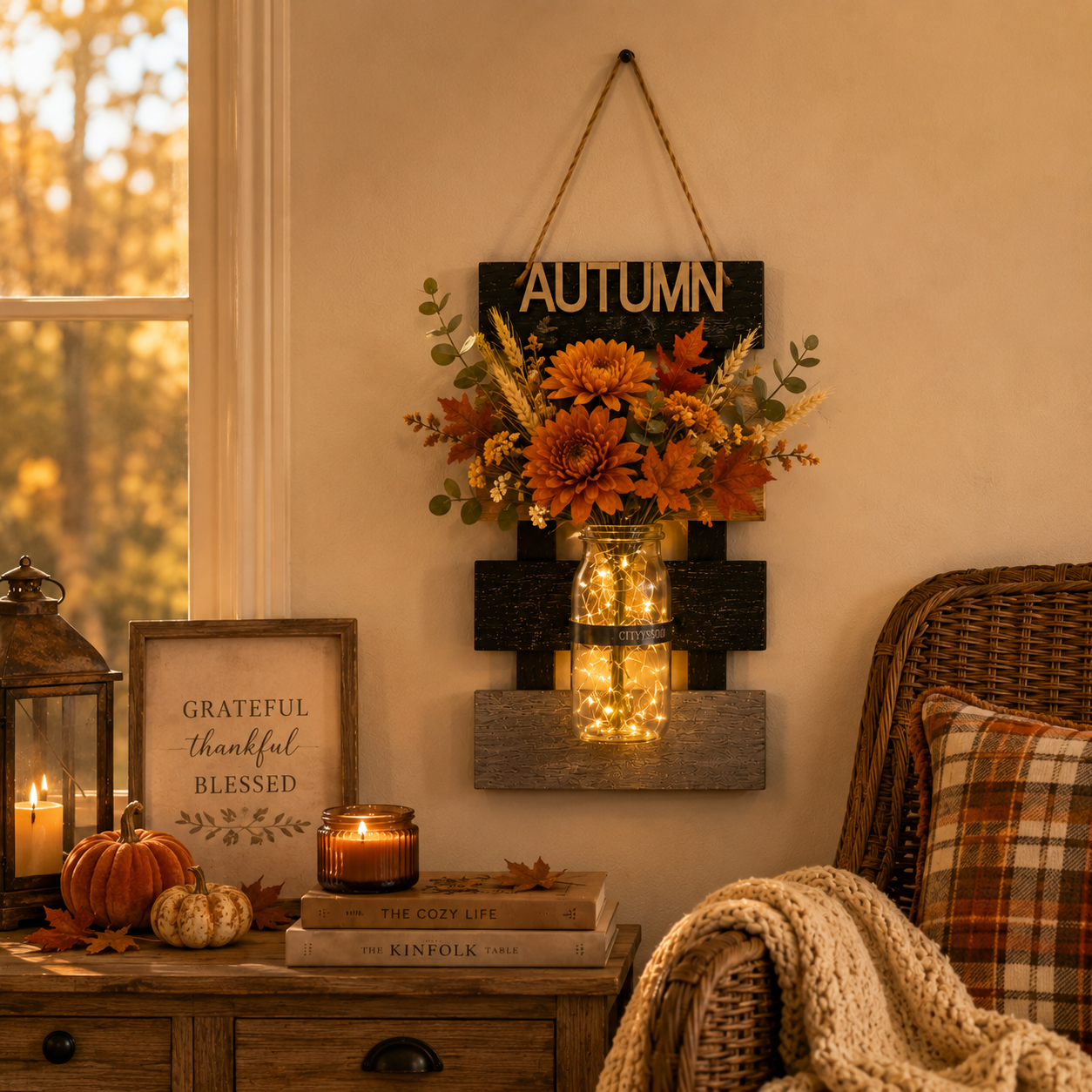 Rustic Farmhouse Wall Vase with LED Lights