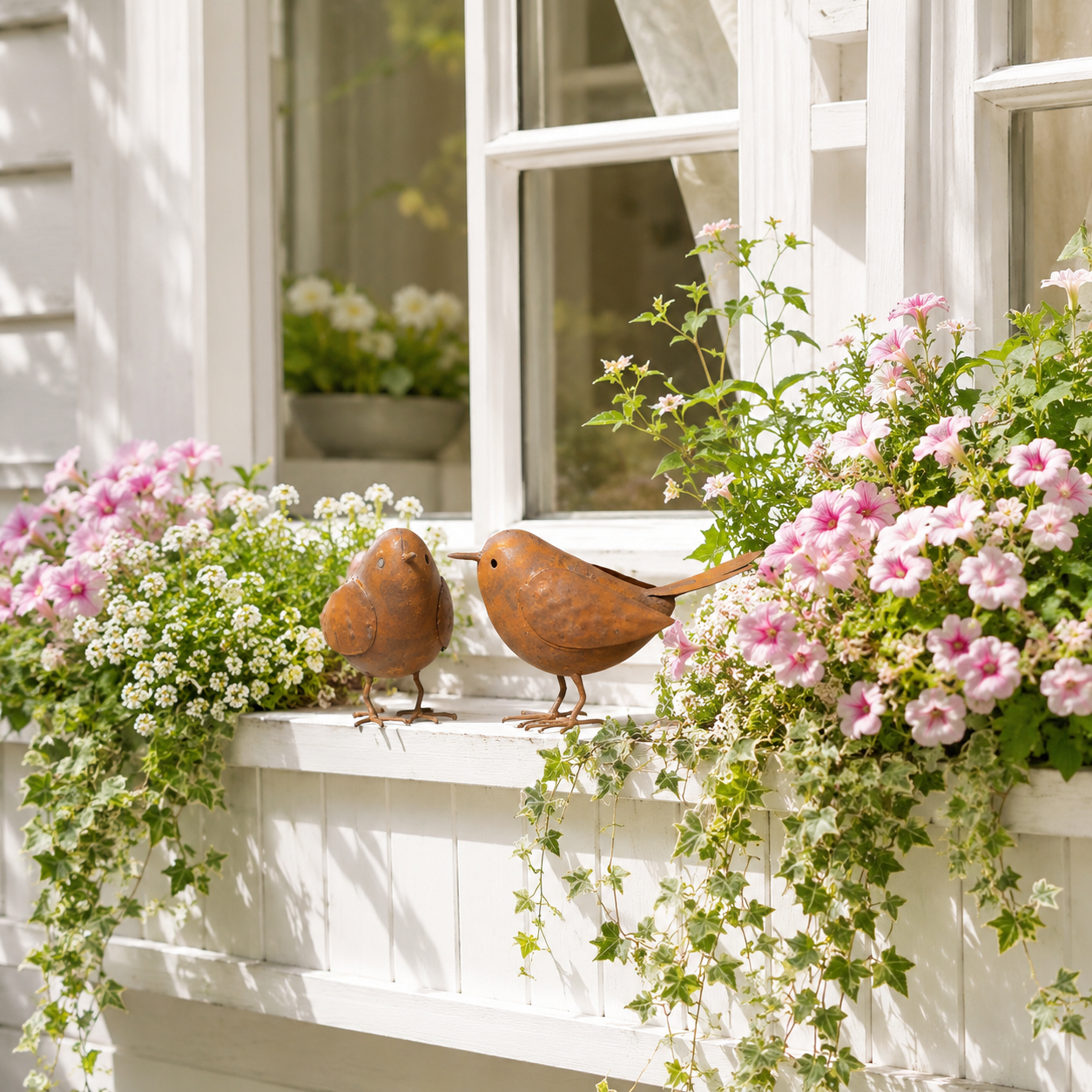 Rustic Metal Bird Figurines Set of 2
