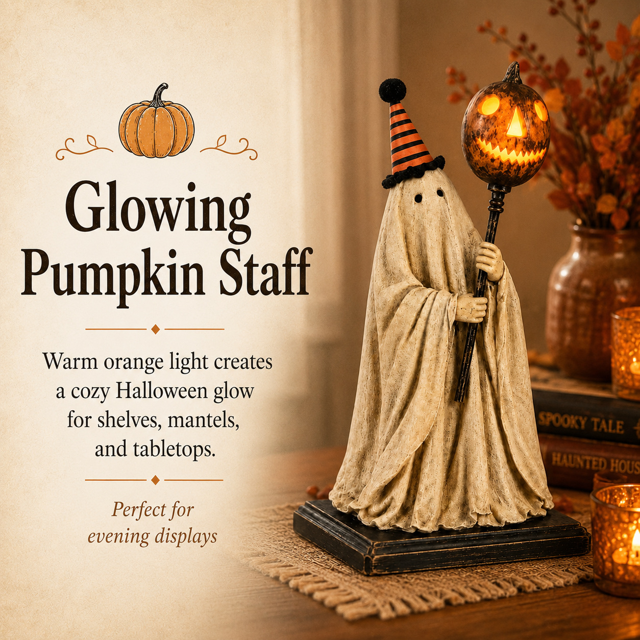 Halloween Ghost Figurine with Remote Control Light