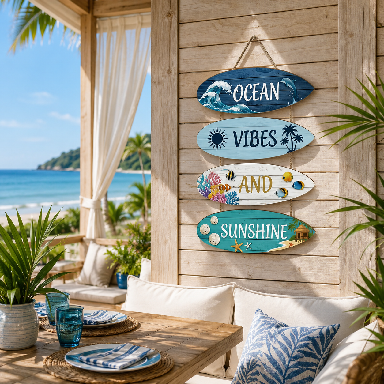 Ocean Vibes and Sunshine Surfboard Hanging
