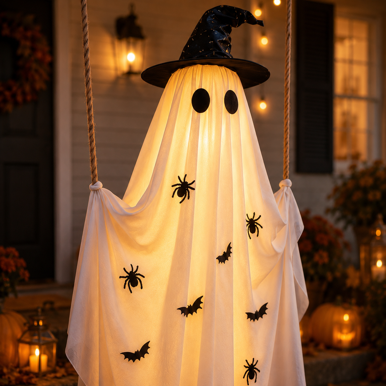 Lighted Hanging Halloween Ghost Decor