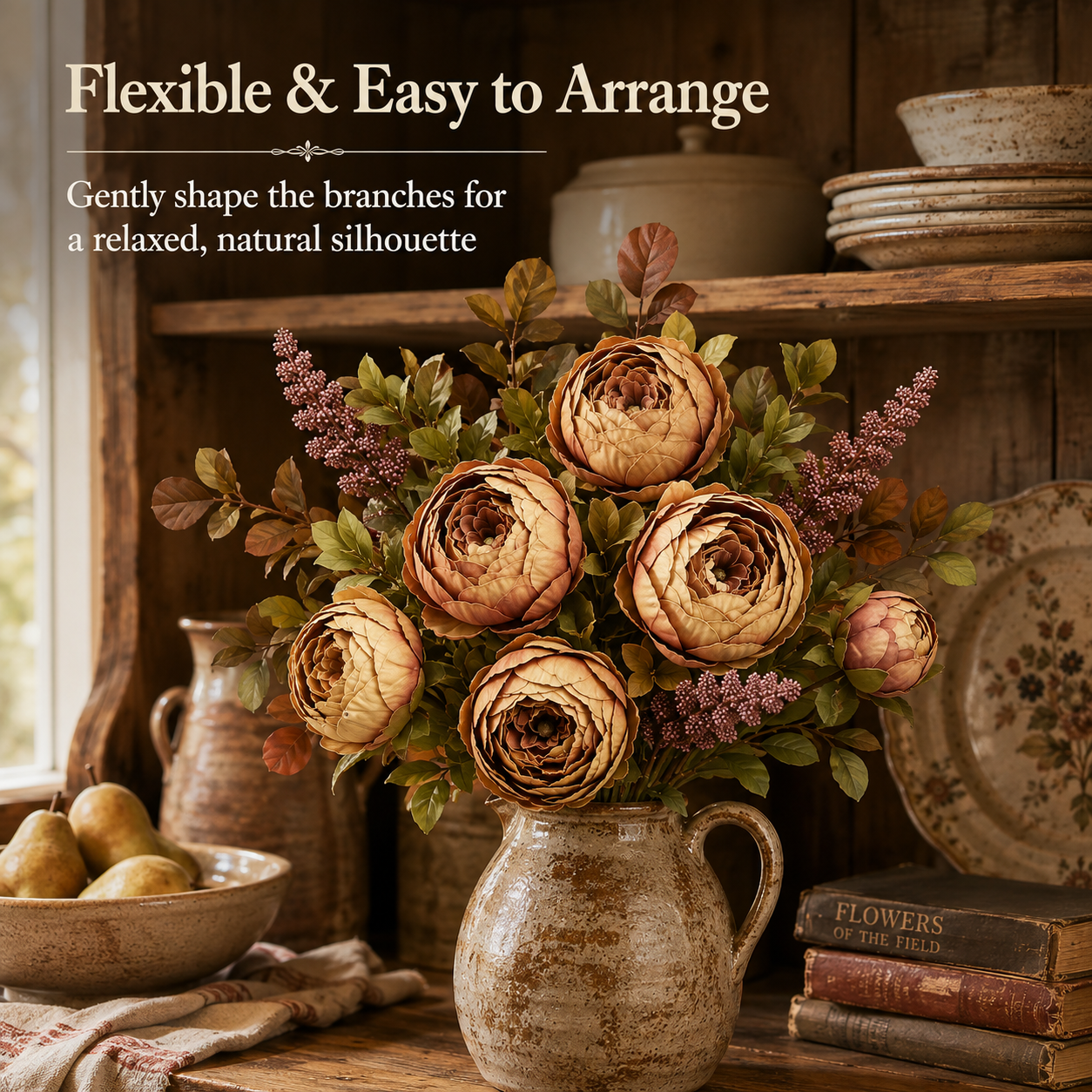 Vintage Artificial Peony Flower Stem