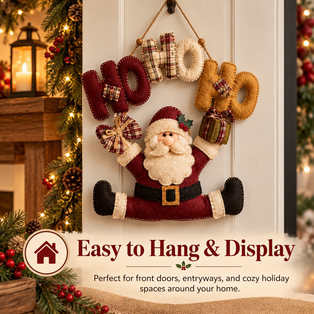 Lighted Santa Claus Christmas Door Hanger