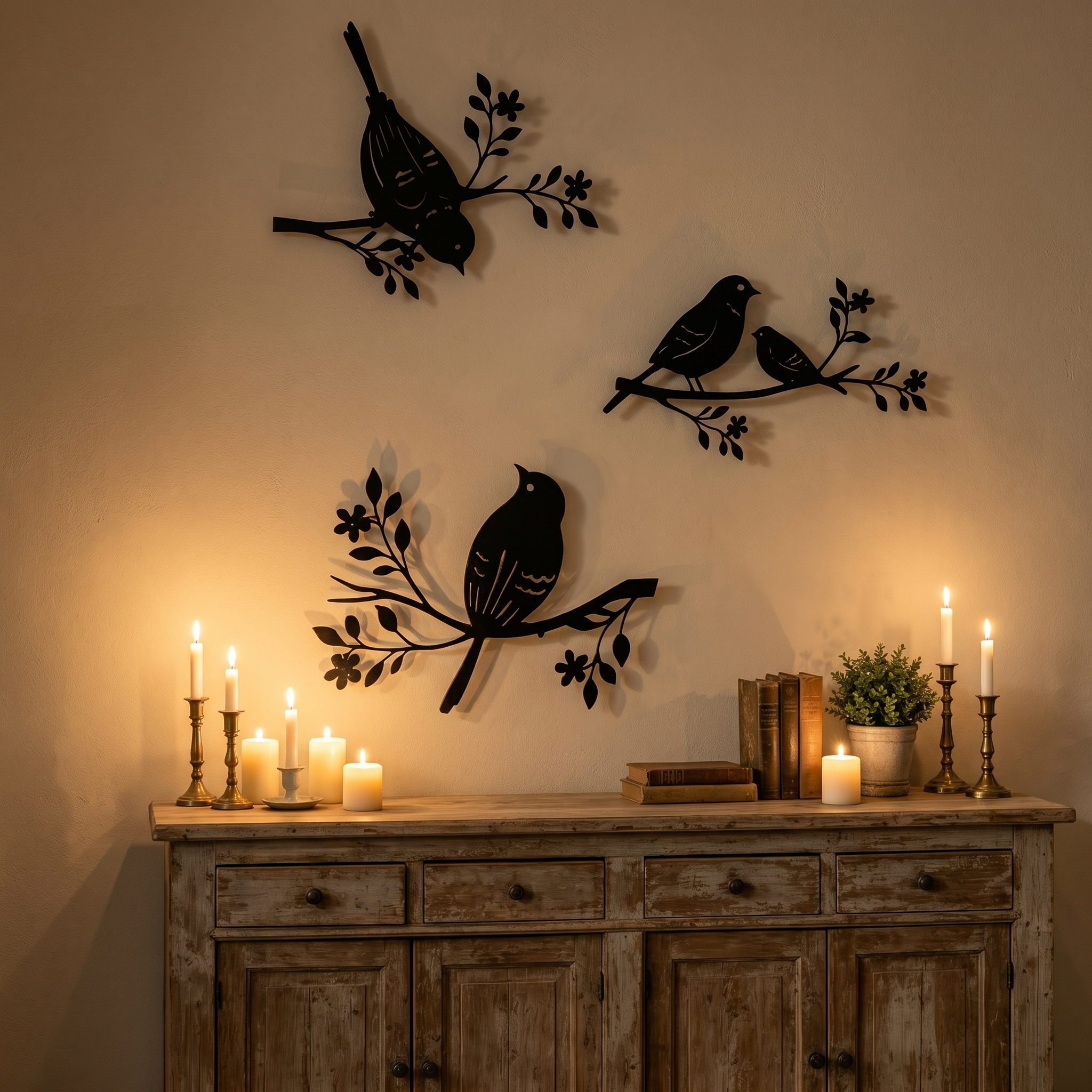 3-Piece Metal Bird Wall Art Decor