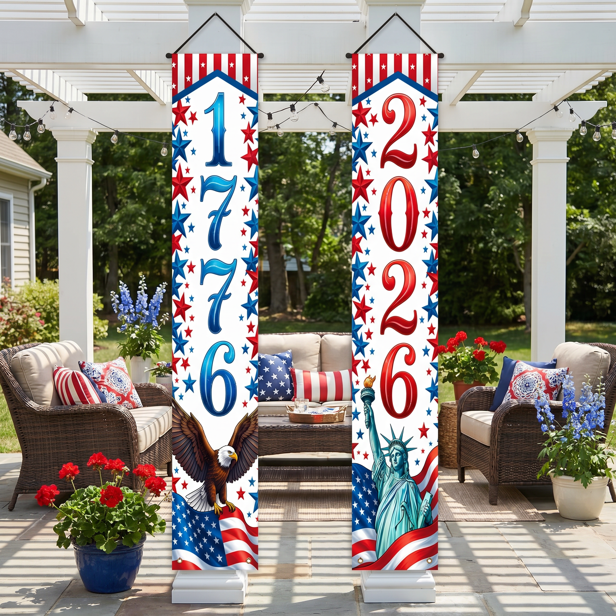 4-Piece Patriotic Porch Banner Set (1776–2026)