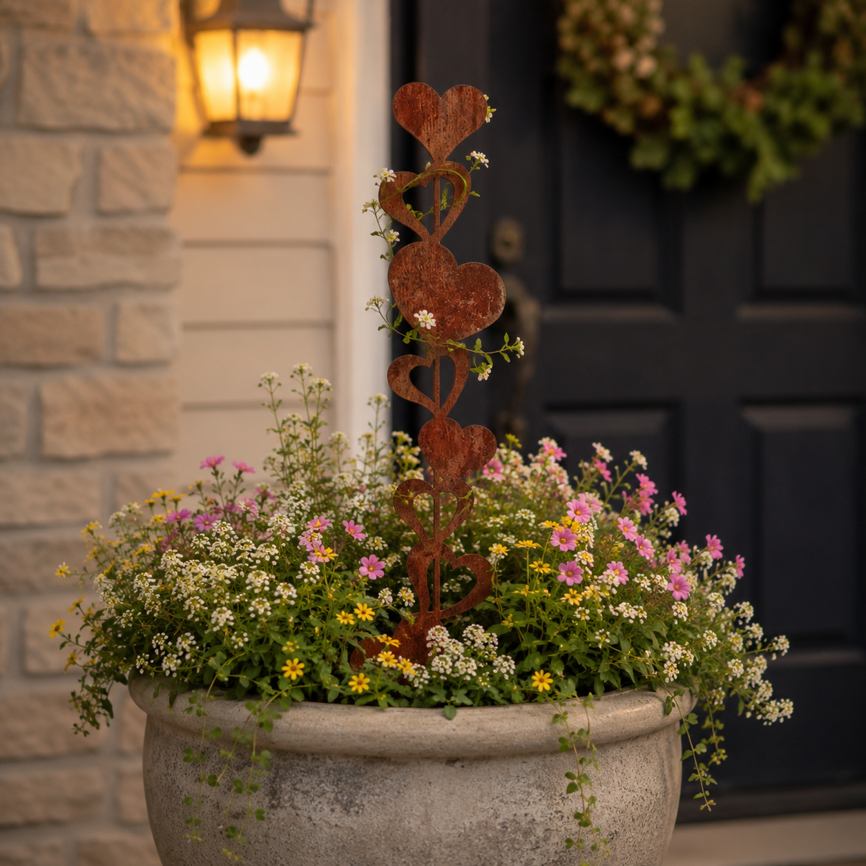 Rustic Heart Metal Garden Stake Decor