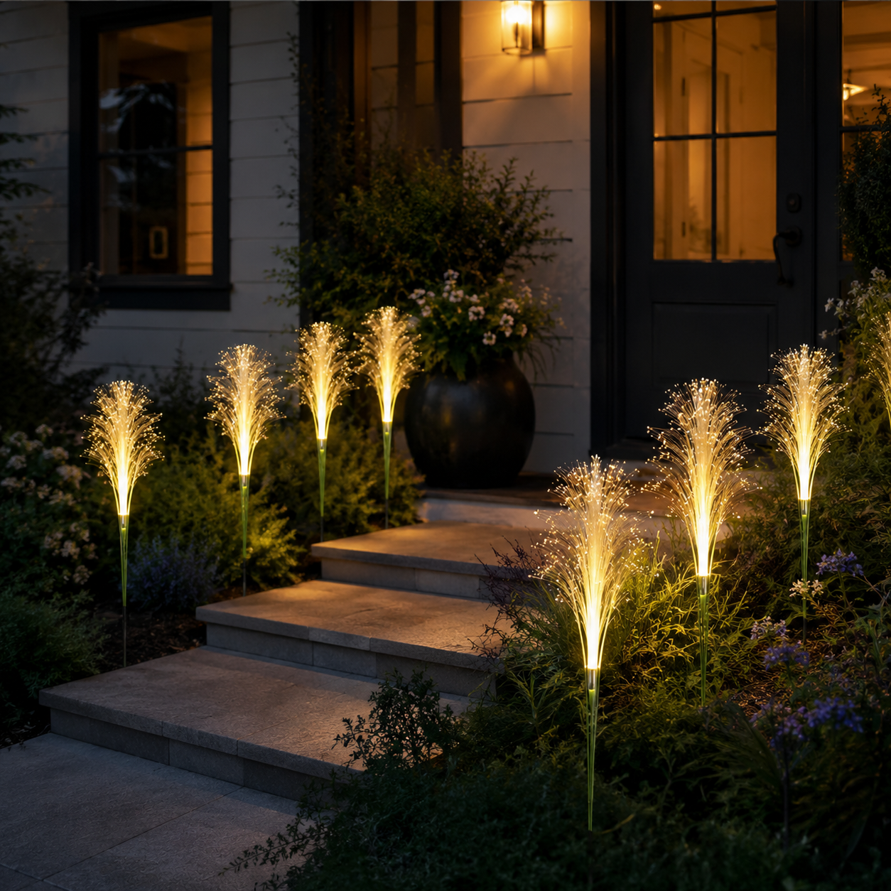 2-Pack 28in Solar Fiber Optic Reed Garden Lights