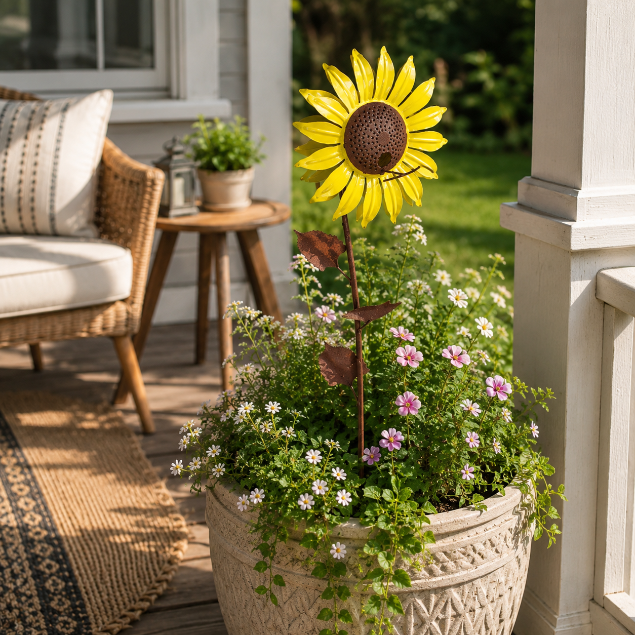 Sunflower Metal Bird Feeder Garden Stake