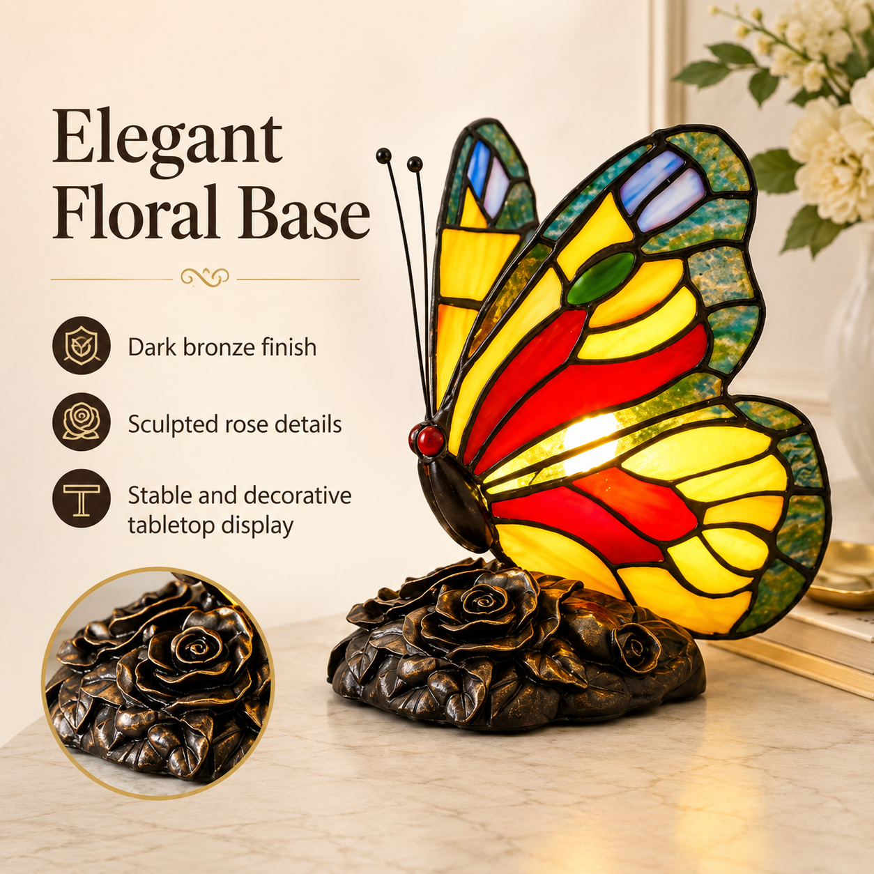 Stained Butterfly Accent Lamp