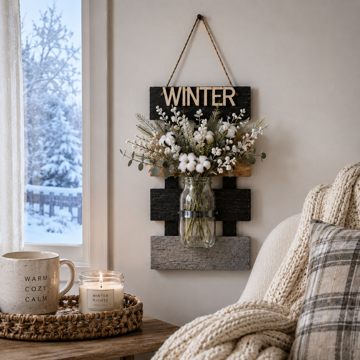 Rustic Farmhouse Wall Vase with LED Lights