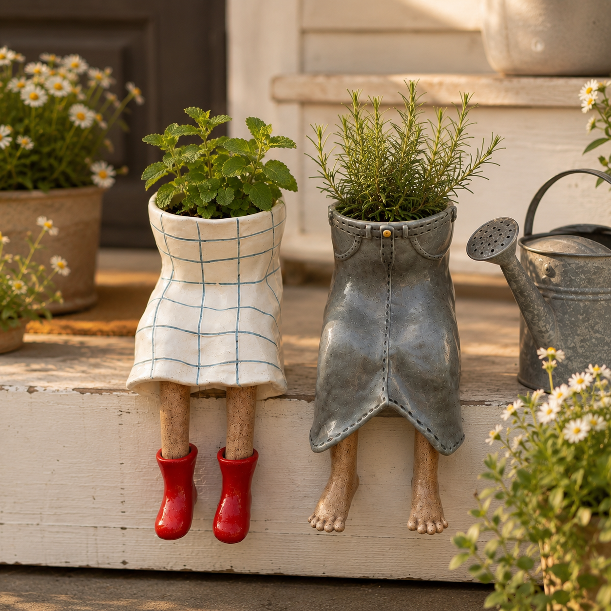 Whimsical Sitting Planter Pot