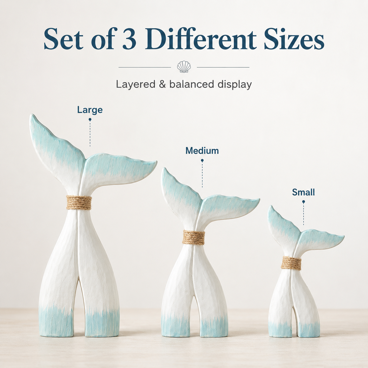 Coastal Fish Tail Table Decor Set of 3