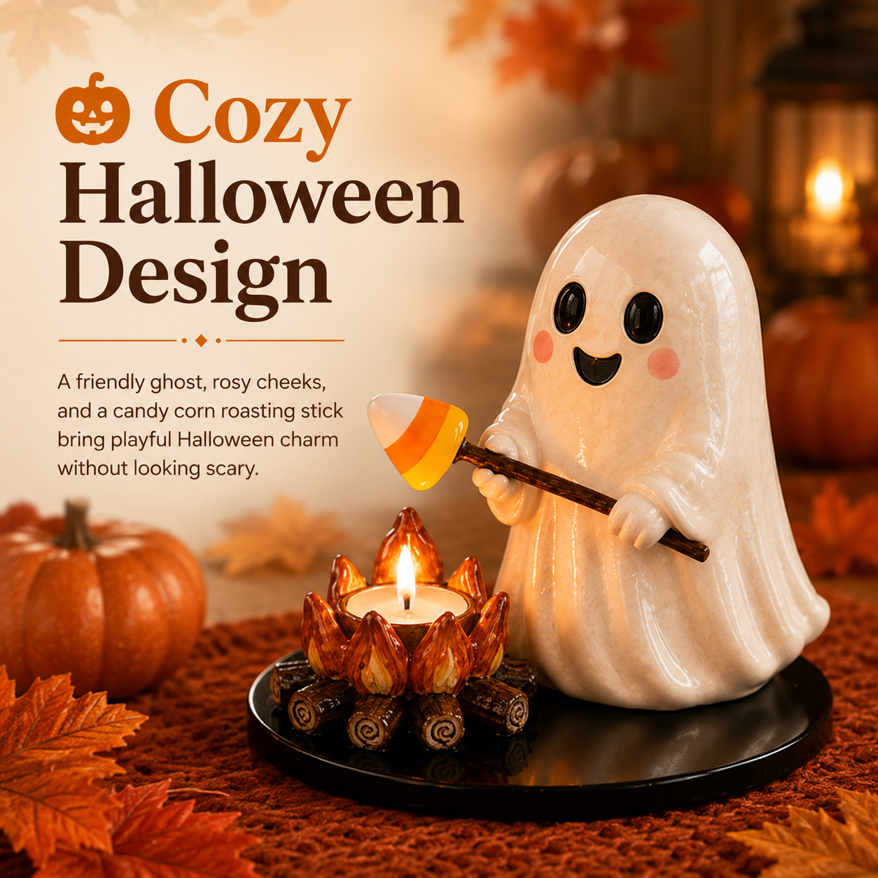 Cute Ghost Campfire Tealight Holder