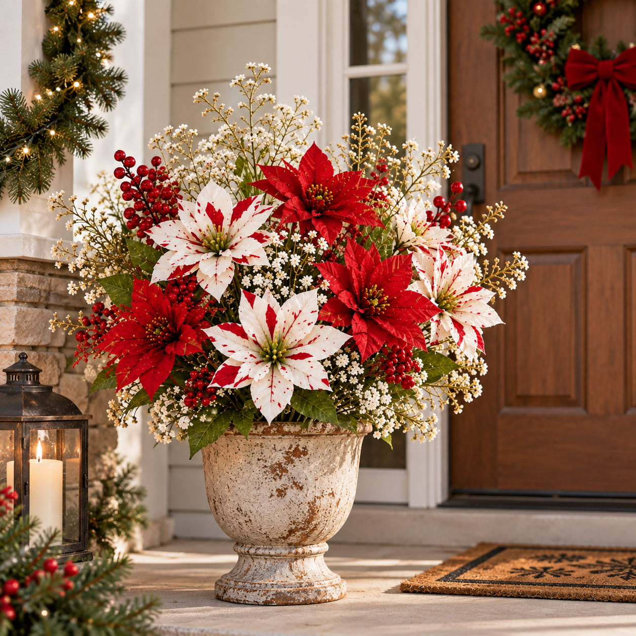 23pcs Christmas Artificial Poinsettia Flower Set